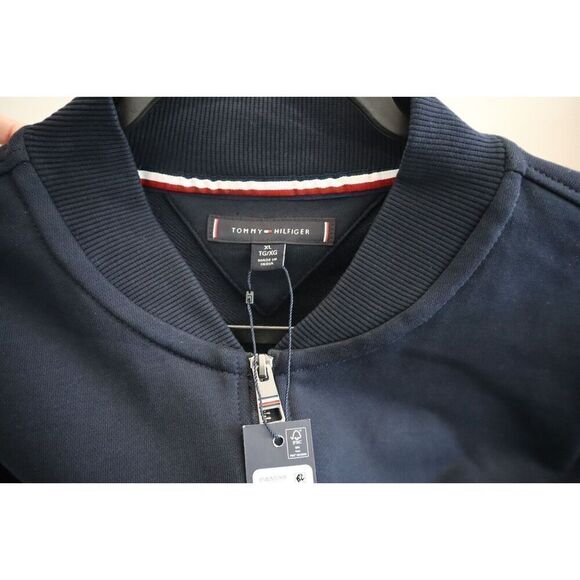 Tommy Hilfiger 78JA983-410 Men Sz XL Navy Bold Global Stripe 1/2 Zip Pullover - Picture 3 of 10